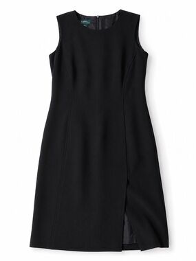 Lauren Ralph Lauren Black Sleeveless Sheath Dress Size 8 Classic Career Midi
